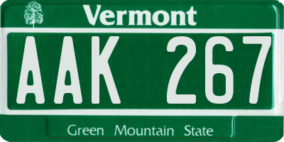 VT license plate AAK267