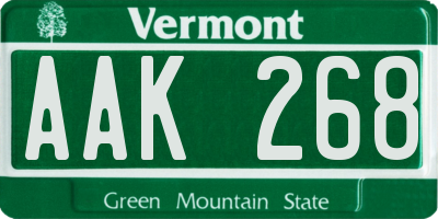 VT license plate AAK268