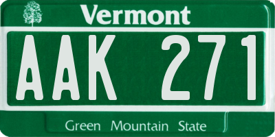 VT license plate AAK271