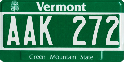 VT license plate AAK272