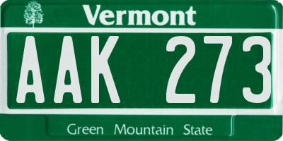 VT license plate AAK273