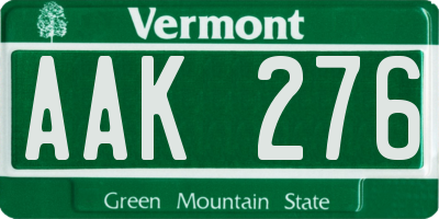 VT license plate AAK276