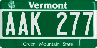 VT license plate AAK277