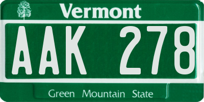 VT license plate AAK278