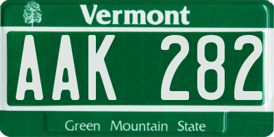 VT license plate AAK282