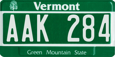 VT license plate AAK284