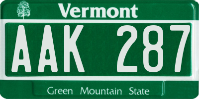 VT license plate AAK287