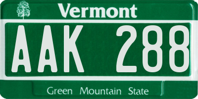 VT license plate AAK288