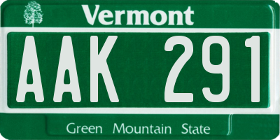 VT license plate AAK291