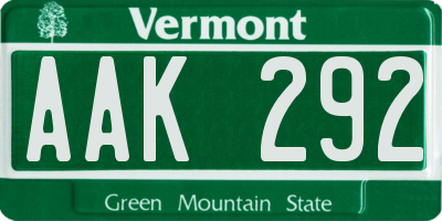 VT license plate AAK292