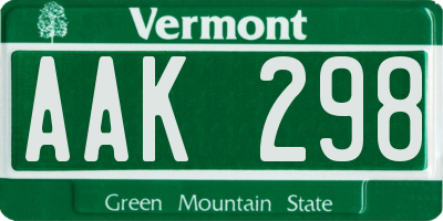 VT license plate AAK298