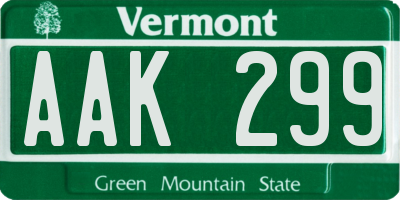 VT license plate AAK299