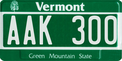 VT license plate AAK300