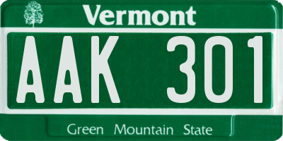 VT license plate AAK301