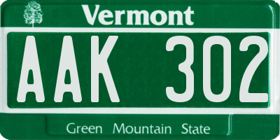 VT license plate AAK302