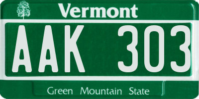 VT license plate AAK303