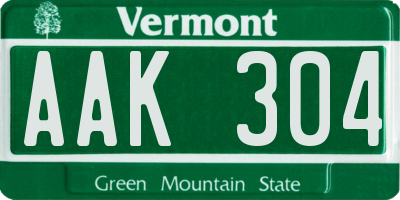 VT license plate AAK304