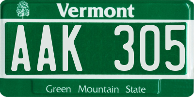 VT license plate AAK305