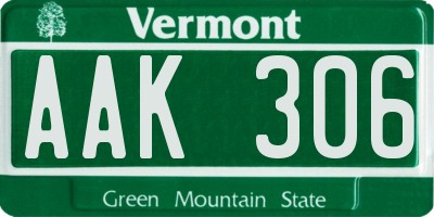 VT license plate AAK306