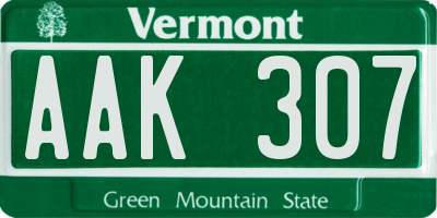 VT license plate AAK307