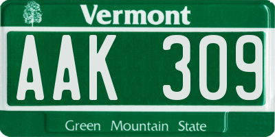 VT license plate AAK309