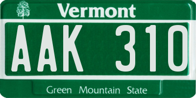 VT license plate AAK310