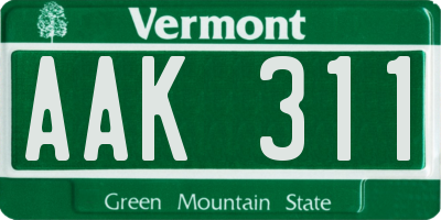 VT license plate AAK311