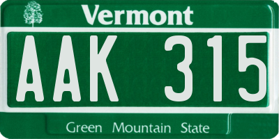 VT license plate AAK315