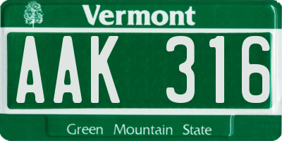 VT license plate AAK316