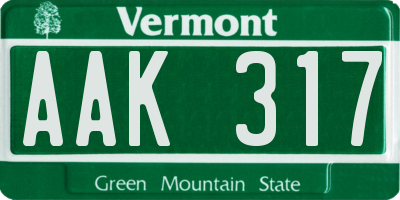 VT license plate AAK317