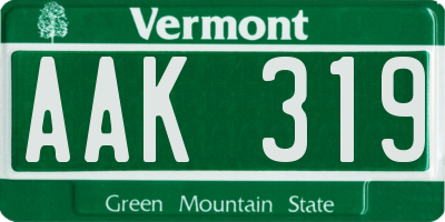 VT license plate AAK319