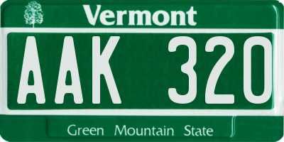 VT license plate AAK320