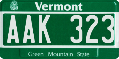 VT license plate AAK323