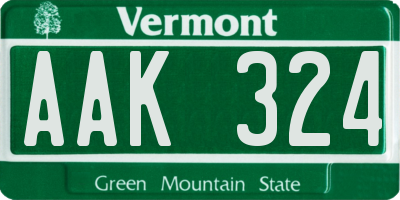 VT license plate AAK324