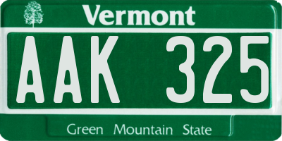 VT license plate AAK325