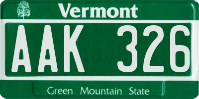 VT license plate AAK326