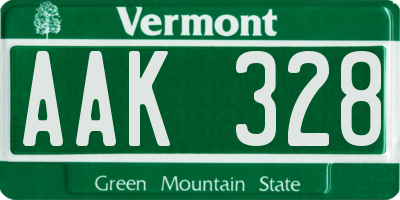 VT license plate AAK328