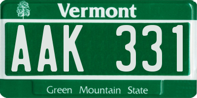 VT license plate AAK331