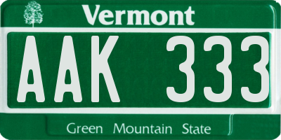 VT license plate AAK333