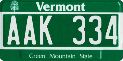 VT license plate AAK334