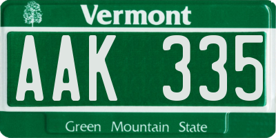 VT license plate AAK335