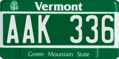 VT license plate AAK336