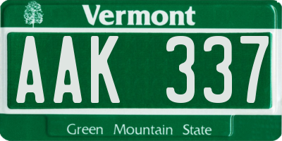 VT license plate AAK337