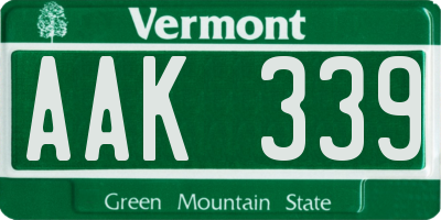 VT license plate AAK339