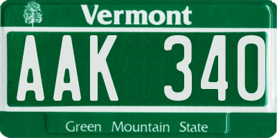 VT license plate AAK340