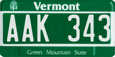 VT license plate AAK343