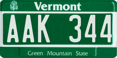 VT license plate AAK344