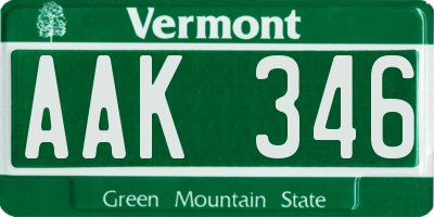 VT license plate AAK346