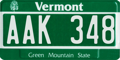 VT license plate AAK348