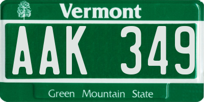 VT license plate AAK349